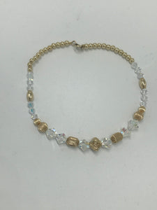 Gold Beaded Anklet w/ Crystals