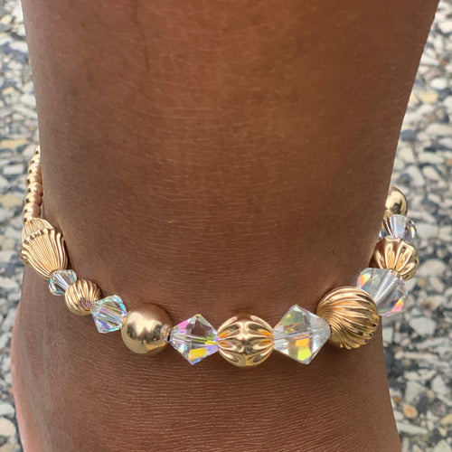 LB's Summer Time Fly Gold Filled Anklet w Swarovski Crystals